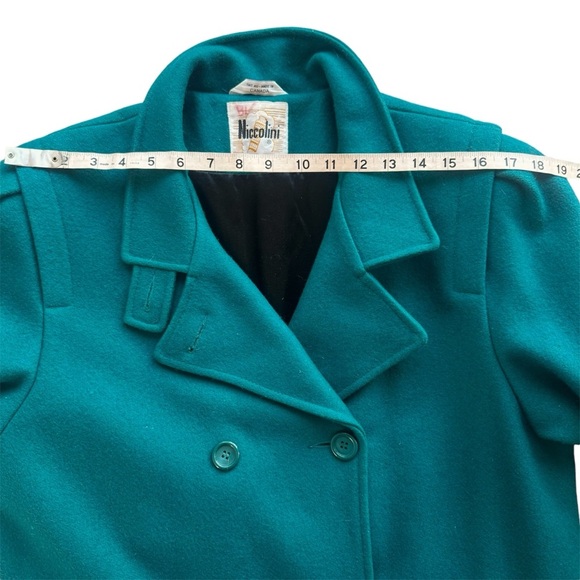 NICCOLINI GREEN WOOL TRENCH COAT VINTAGE EMERALD WINTER COAT 70s WOMAN SIZE 14 - Picture 15 of 17